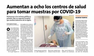 Aumentan a ocho los centros de salud para tomar muestras por Covid 19