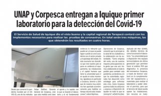 Diario El Longino: UNAP y Corpesca entregan a Iquique primer Laboratorio para la detección del COVID 19