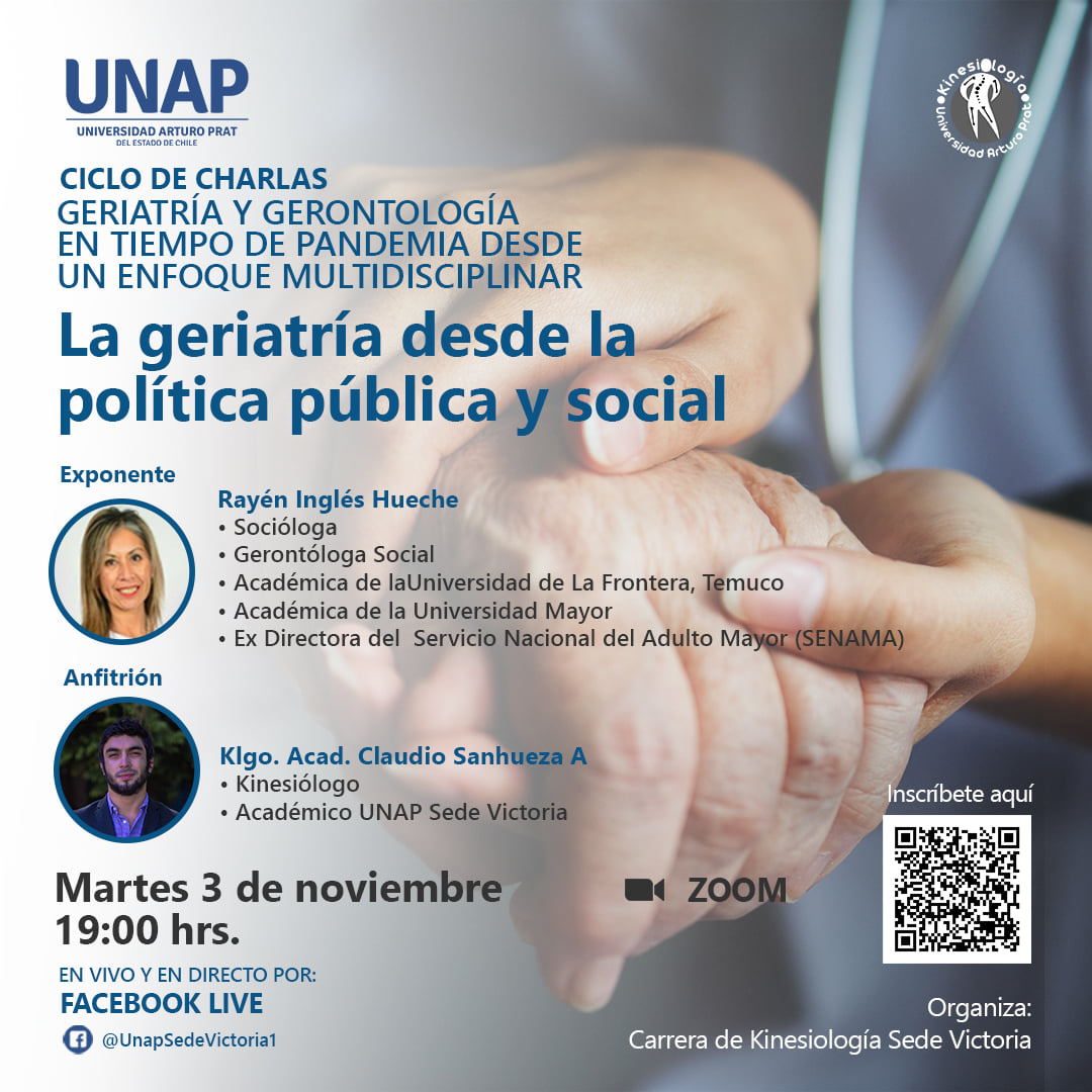 Carrera de Kinesiología anuncia Ciclo de Charlas sobre Geriatría y Gerontología en UNAP Sede Victoria