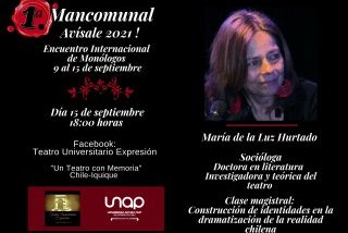 Teatro Expresión Unap tendrá destacados invitados en el Encuentro Internacional de Monólogos “Avísale 2021”