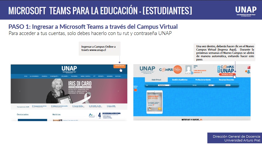 Ingreso a Microsoft Teams a través del Campus UNAP